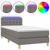 vidaXL Cama box spring c/ colch&atilde;o e LED 100x200 cm tecido cinza-escuro