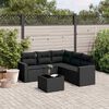 vidaXL 6 pcs conjunto sof&aacute;s de jardim c/ almofad&otilde;es vime PE preto