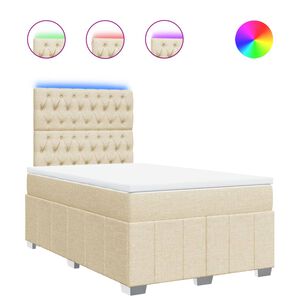 vidaXL Cama com molas/colch&atilde;o 120x200 cm tecido cor creme