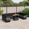 vidaXL 11 pcs conjunto sof&aacute;s de jardim c/ almofad&otilde;es vime PE preto