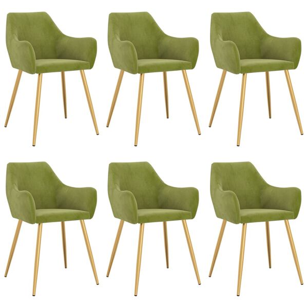 vidaXL Cadeiras de jantar 6 pcs veludo verde-claro