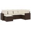 vidaXL 6 pcs conjunto de sof&aacute;s jardim c/ almofad&otilde;es vime PE castanho