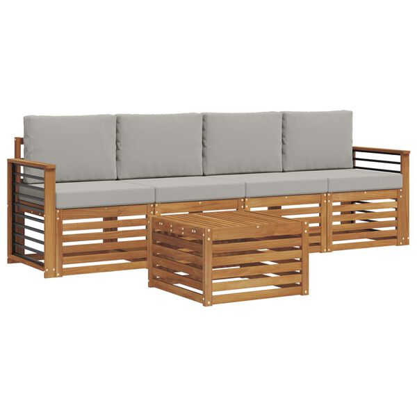 vidaXL Conjuntos de sof&aacute;s com almofada 5 pcs Cinza Natural e Claro