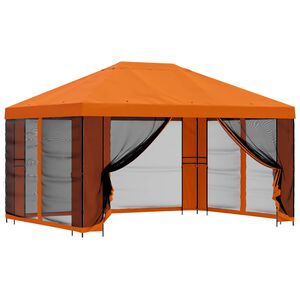 vidaXL Gazebo de Jardim com Laterais 4 &times; 3 m Laranja Poli&eacute;ster e A&ccedil;o