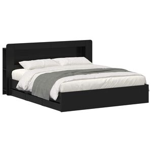 vidaXL Estrutura de Cama com Armazenamento e Cabeceira Preto