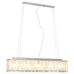 vidaXL Candeeiro de teto com contas de cristal 104 cm E14 prateado