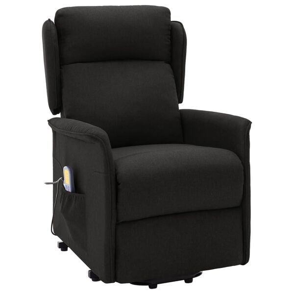 vidaXL Poltrona de massagens elevatória tecido preto