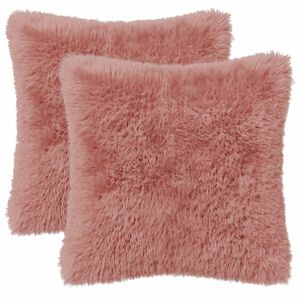 vidaXL Capa almofada 2 pcs HEERLEN Rosa 30 x 30 cm Fleece PV