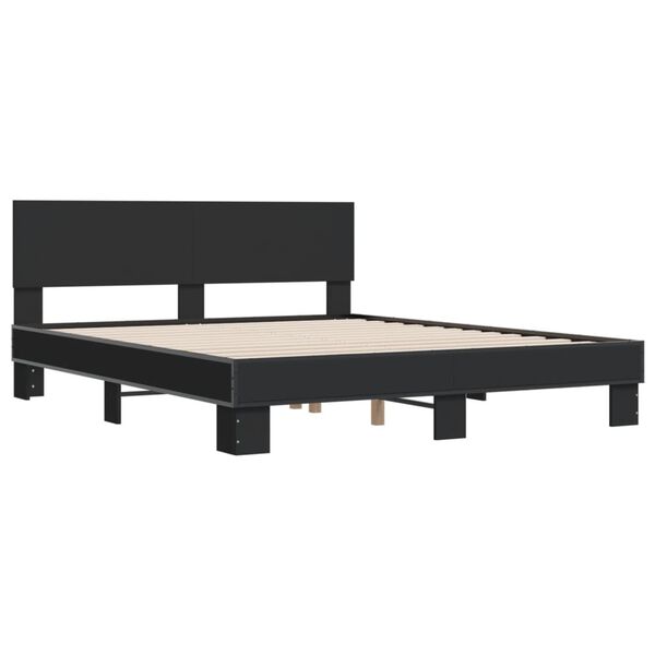 vidaXL Estrutura de cama 150x200 cm derivados de madeira/metal preto