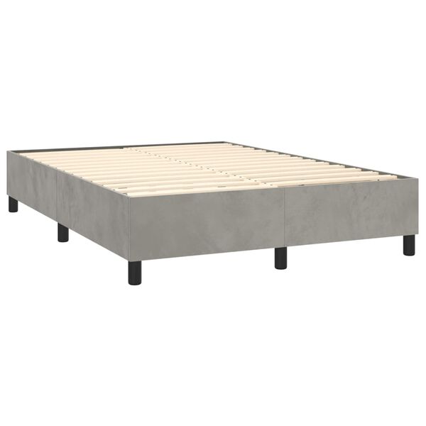 vidaXL Cama com molas/colch&atilde;o 140x190 cm veludo cinzento-claro