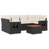 vidaXL 7 pcs conjunto de sof&aacute;s p/ jardim c/ almofad&otilde;es vime PE preto