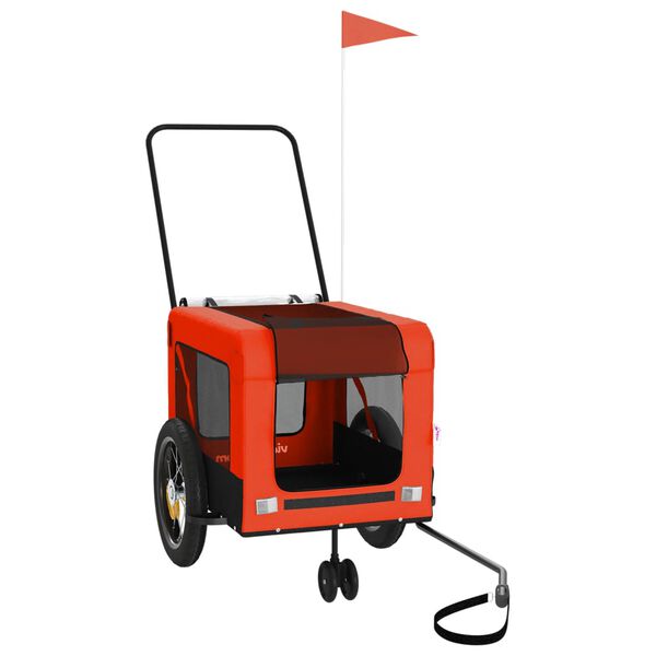 vidaXL Reboque bicicleta p/ animais tecido oxford/ferro laranja/preto