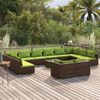 vidaXL 13 pcs conjunto lounge de jardim c/ almofad&otilde;es vime PE castanho
