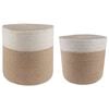 vidaXL Conjunto de Vasos de Planta 2 unid. Natural e Branco