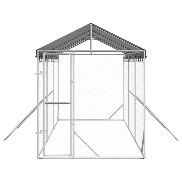 vidaXL Canil de exterior com teto 2x6x2,5 m a&ccedil;o galvanizado prateado