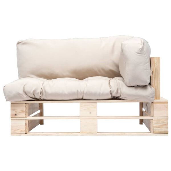 vidaXL Sof&aacute; de paletes p/ jardim c/ almofad&otilde;es cor areia madeira pinho