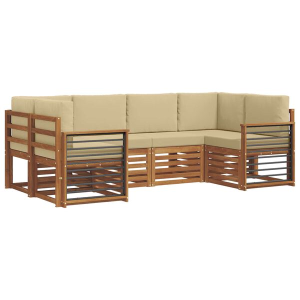 vidaXL Conjunto de Sof&aacute; Sectional com almofada 6 pcs Natural