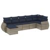 vidaXL Conjunto de sof&aacute; de jardim com 7 pe&ccedil;as e almofadas em rattan sint&eacute;tico cinza