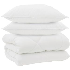 vidaXL Edredom de Inverno com travesseiro 3 pcs Branco Microfibra