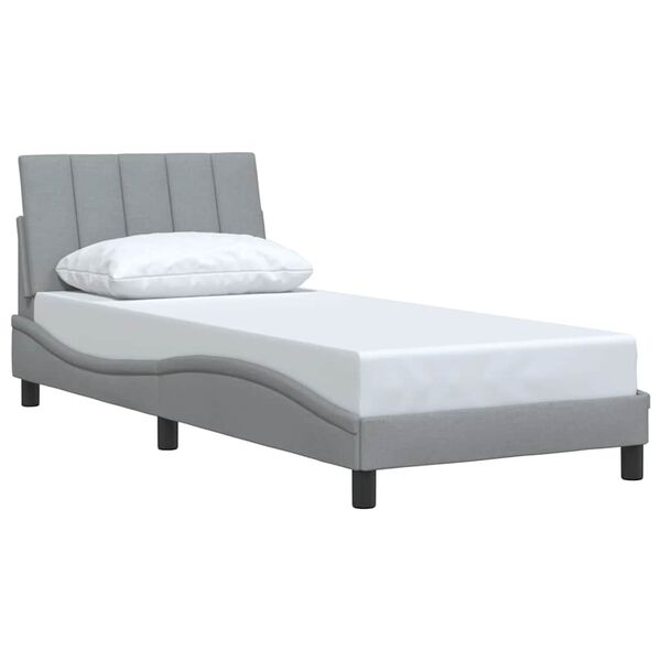 vidaXL Estrutura de cama sem colch&atilde;o Hanko 90x190 cm tecido cinzento-claro