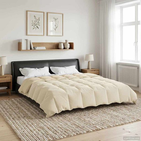 vidaXL Duvet de Ano Inteiro Colchonete Creme 200 x 220 cm Microfibra