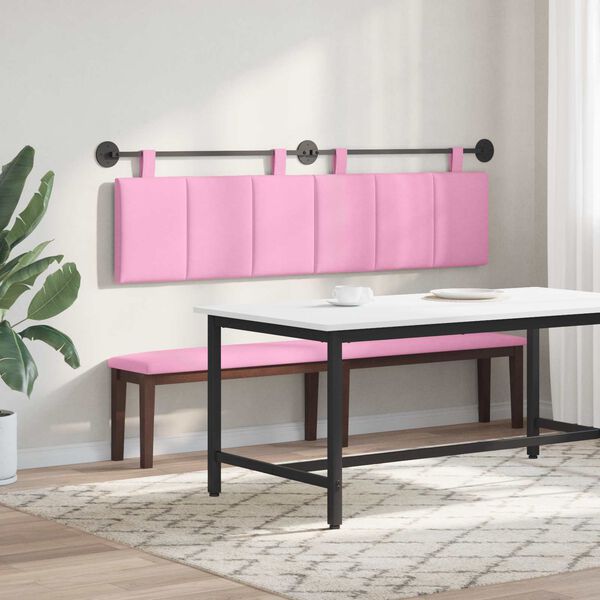 vidaXL Cabeceira Suspensa Riscas Rosa 170 x 55 x 5 cm tecido