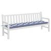 vidaXL Almofadão p/ banco jardim 200x50x7 cm tecido riscas azul/branco