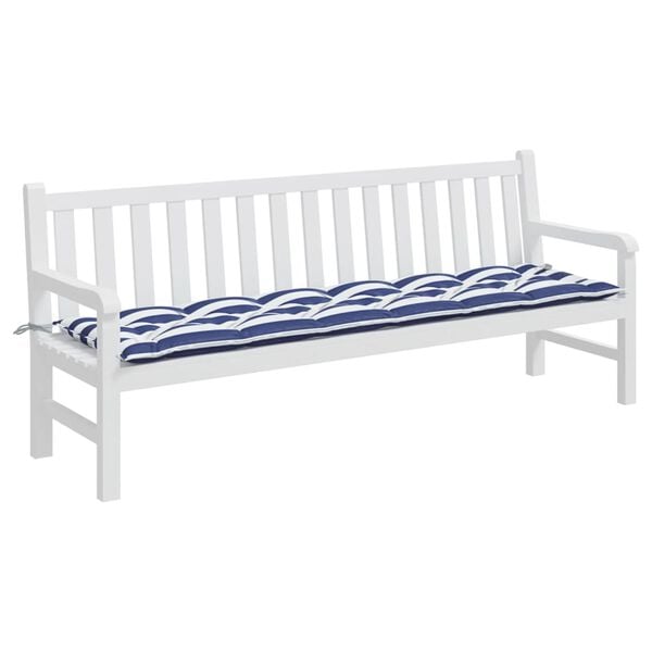 vidaXL Almofadão p/ banco jardim 200x50x7 cm tecido riscas azul/branco