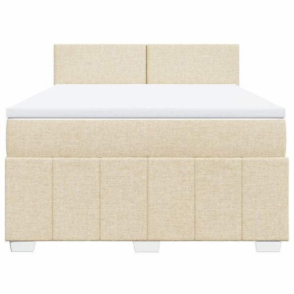 vidaXL Cama com molas/colch&atilde;o 140x190 cm tecido cor creme