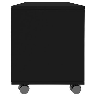 vidaXL Móvel de TV com rodas 90x35x35 cm contraplacado preto
