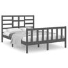 vidaXL Estrutura de cama casal 135x190 cm madeira maci&ccedil;a cinzento