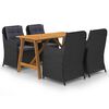 vidaXL 5 pcs conjunto de jantar para jardim preto