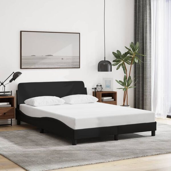 vidaXL Estrutura de cama Dover 140x190 cm tecido preto