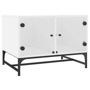 vidaXL Mesa de centro c/ portas de vidro 68,5x50x50 cm branco