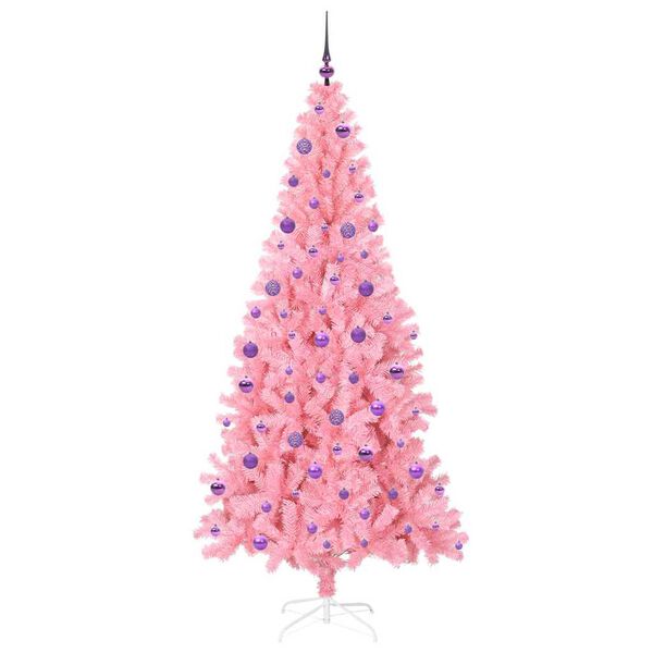 vidaXL &Aacute;rvore de Natal com 300 LEDs com suporte Rosa 210 cm PVC