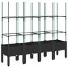 vidaXL Vaso/floreira de jardim c/ treli&ccedil;a 160x40x142,5 cm PP preto