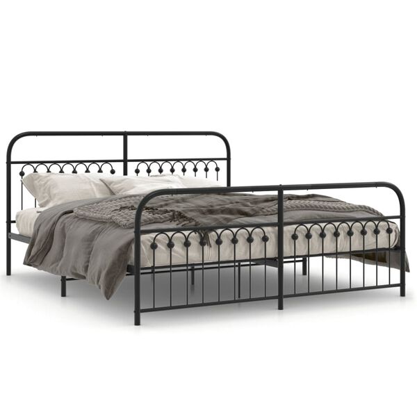 vidaXL Estrutura de cama com cabeceira e p&eacute;s 183x203 cm metal preto