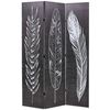 vidaXL Biombo dobr&aacute;vel com estampa de penas 120x170 cm preto e branco