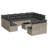 vidaXL 12 pcs conj. sof&aacute;s jardim com almofad&otilde;es vime PE cinzento-claro