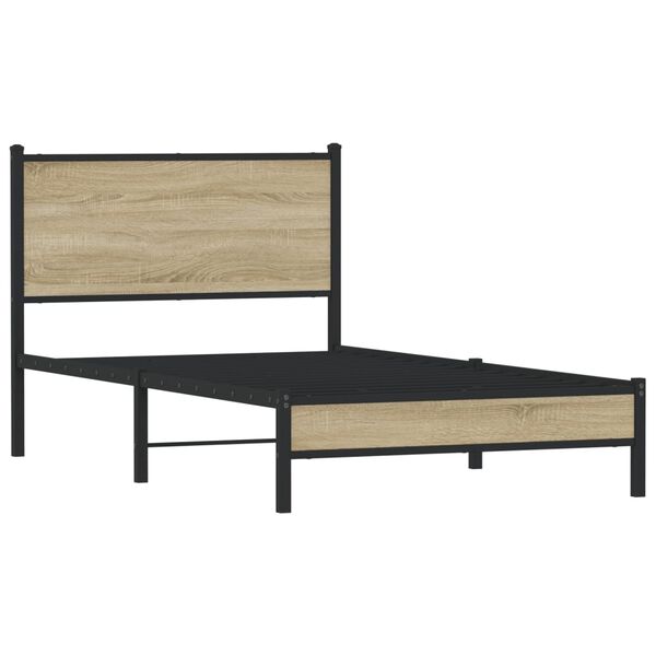 vidaXL Estrutura de cama sem colch&atilde;o 107x203 cm metal carvalho sonoma
