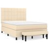 vidaXL Cama com molas/colch&atilde;o 140x190 cm tecido cor creme