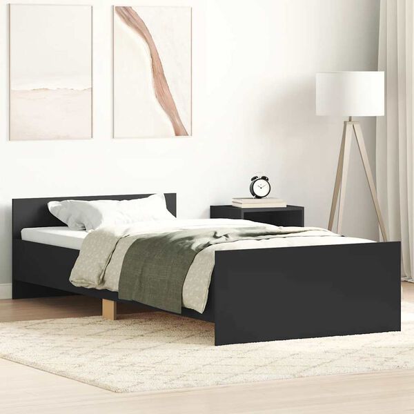 vidaXL Estrutura de cama 90x190 cm derivados de madeira preto
