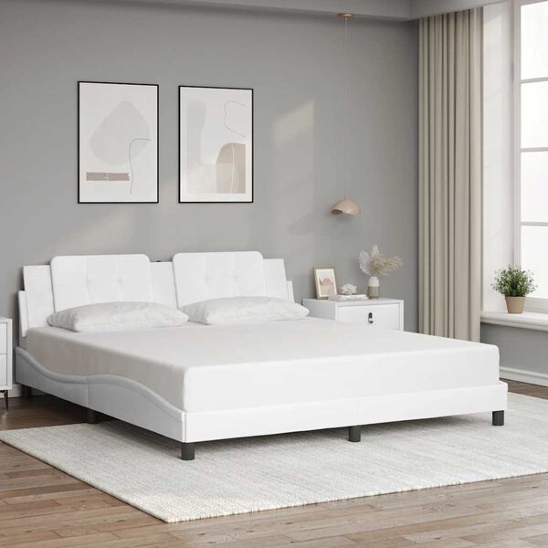 vidaXL Estrutura de cama sem colch&atilde;o Zadar 180x200 cm couro artificial branco