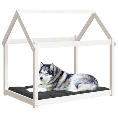 vidaXL Cama para cães 111x80x100 cm madeira de pinho maciça branco