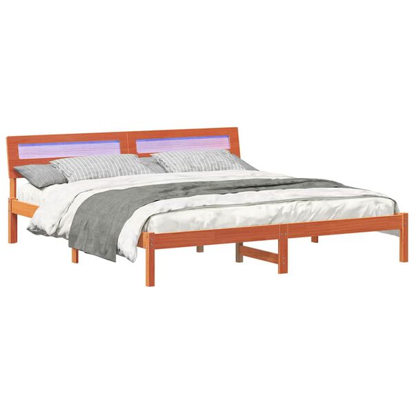 vidaXL Estrutura da Cama com cabeceira Marrom Cera 180 x 200 cm