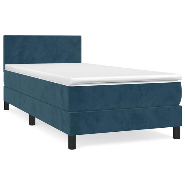 vidaXL Cama com molas/colch&atilde;o 90x190 cm veludo azul-escuro
