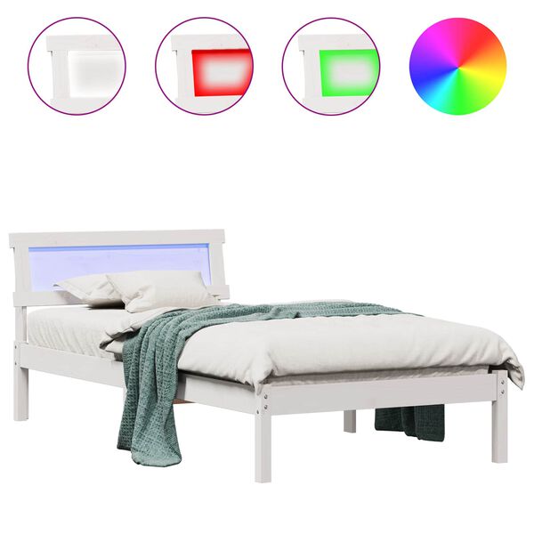 vidaXL Estrutura da Cama Branco 90 x 190 cm Madeira de Pinheiro S&oacute;lida
