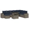 vidaXL Conjunto de sof&aacute; de jardim de 9 pe&ccedil;as com almofadas em rattan sint&eacute;tico cinza