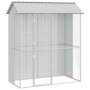 vidaXL Gaiola para P&aacute;ssaros Cinzeto 215 x 110 x 247 cm A&ccedil;o Galvanizado