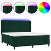 vidaXL Cama box spring c/ colch&atilde;o/LED 160x200 cm veludo verde-escuro